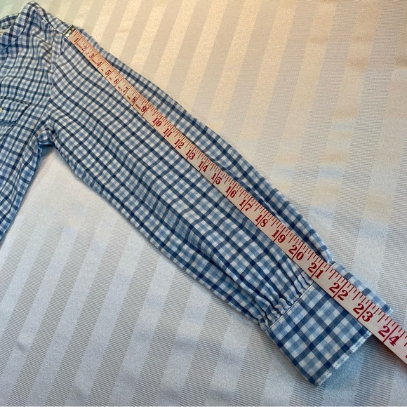 Lucky Brand Handcrafted Blues & White Plaid Blouse Top Pullover Sz Small - Picture 15 of 16